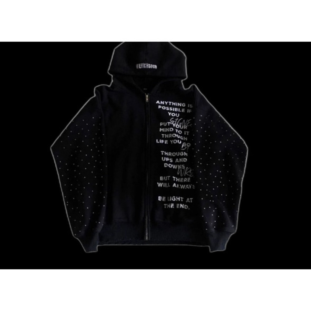 Rhinestone Motto Hoodie
WERICHSOON.WW